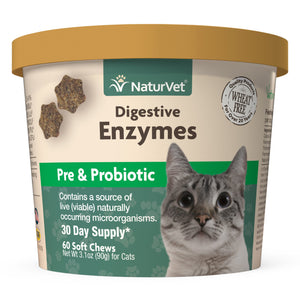 Naturvet Digestive Enzymes Cat Soft Chews with Prebiotics & Probiotics