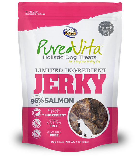 NutriSource PureVita Limited Ingredient 96% Jerky Holistic Dog Treats Salmon