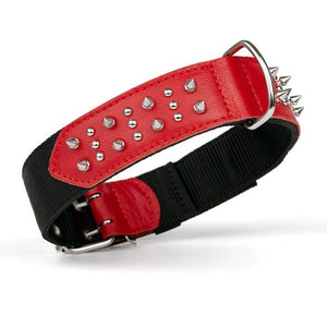 Dogline Leather + Nylon Spike Collar